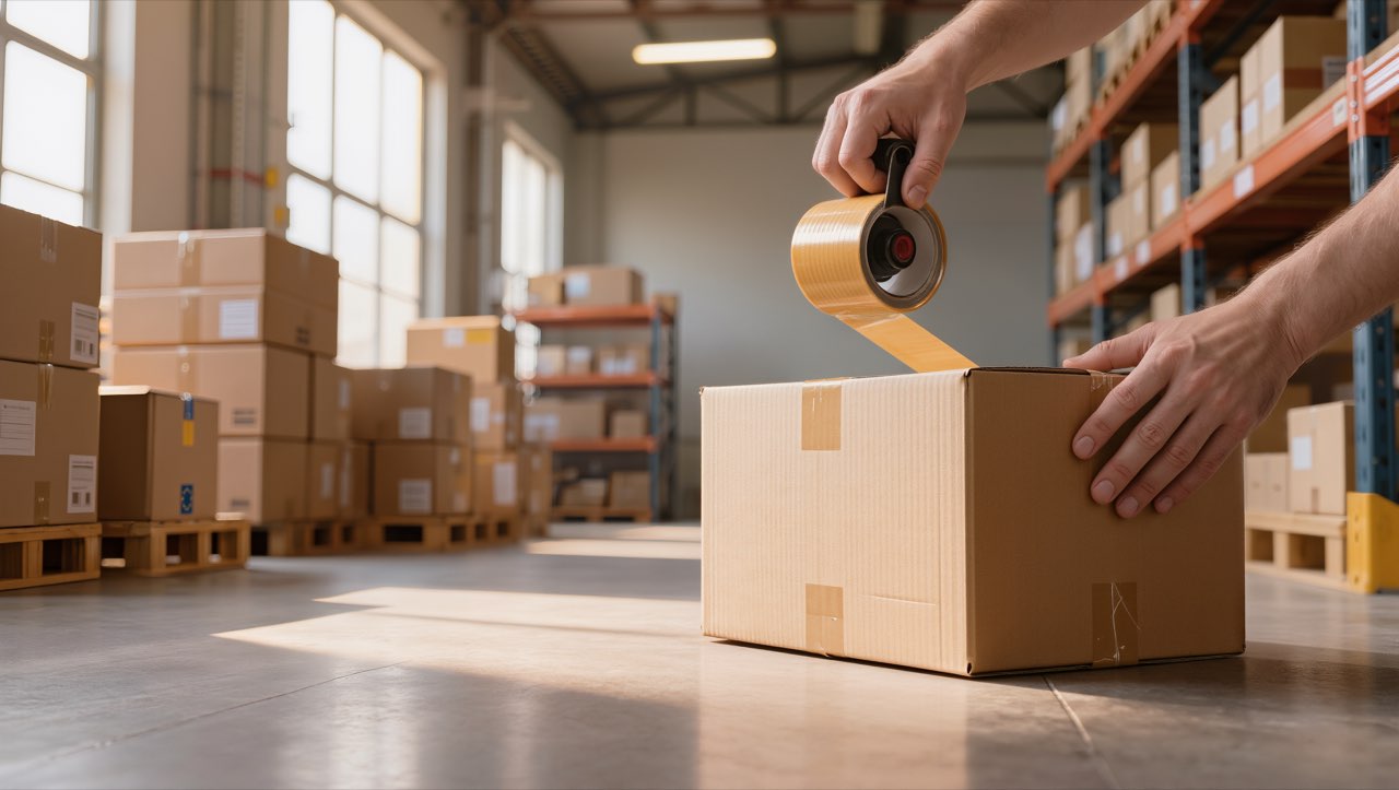EU-Verpackungsverordnung PPWR: Versandkartons in einem Logistikzentrum